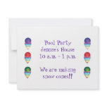 Pool Party invitation with snow cones