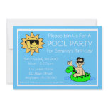 Pool Party Invitations (Male Green Innertube)