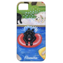 Pool Party Labradors Fun Painting