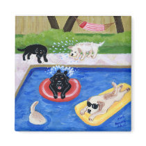 Pool Party Labradors Painting