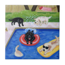 Pool Party Labradors Painting