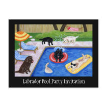 Pool Party Labradors Postcards