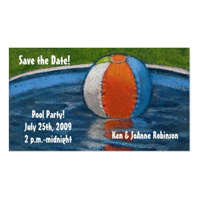 POOL PARTY SAVE THE DATE CARD BUSINESS CARD TEMPLATE by joyart