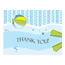 Pool Party Thank You Postcard