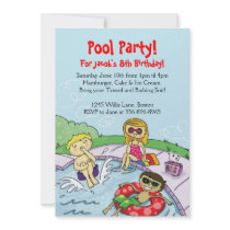 Pool Party Themed Birthday Invitation