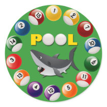 POOL SHARK ROUND STICKERS