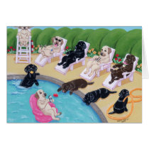 Pool Side Party Labradors Painting