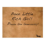 POOR LITTLE RICH GIRL BEG CARDS! POST CARDS