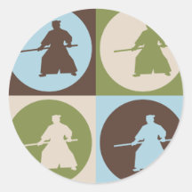 Pop Art Aikido Round Stickers