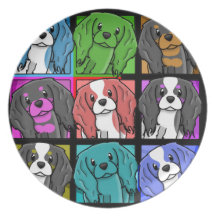 Pop Art Cavalier King Charles Spaniel Plate