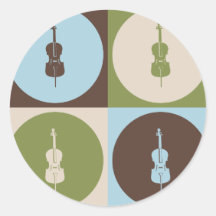 Pop Art Cello Round Stickers