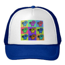 Pop Art Dachsund Doxie Panels Multi-Colour Popart Mesh Hats
