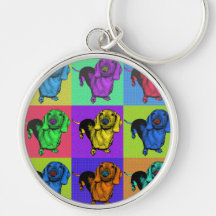 Pop Art Dachsund Doxie Panels Multi-Colour Popart Key Chains
