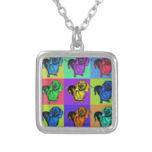 Pop Art Dachsund Doxie Panels Multi-Colour Popart Personalized Necklace