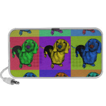 Pop Art Dachsund Doxie Panels Multi-Colour Popart Laptop Speakers