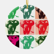 Pop Art Elephants Christmas Tree Ornaments