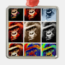 Pop Art Gorillas Christmas Ornaments