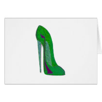 Pop-Art Green and Black Stiletto Shoe Greeting Card