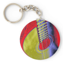 Pop Art Guitar Keychain