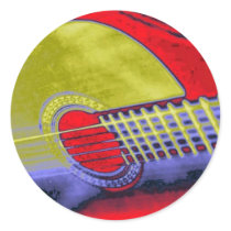 Pop Art Guitar Round Sticker