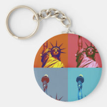 Pop Art Lady Liberty Keychain