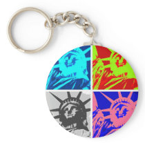 Pop Art Lady Liberty New York City Keychain