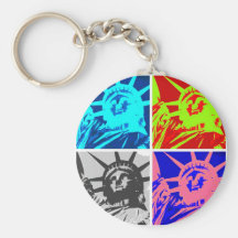 Pop Art Lady Liberty New York City Keychain