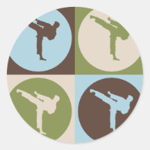 Pop Art Martial Arts Round Stickers