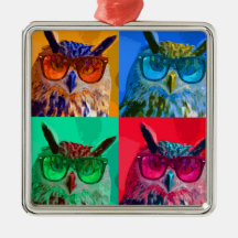 Pop art Owl Christmas Tree Ornaments