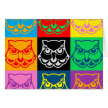 Pop Art Owl Face Greeting Card
