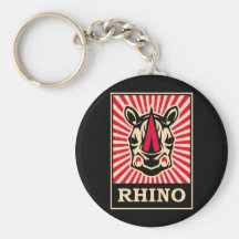 Pop Art Rhinoceros Key Chain