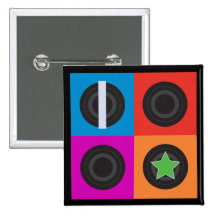 Pop Art Roller Derby Symbols Button
