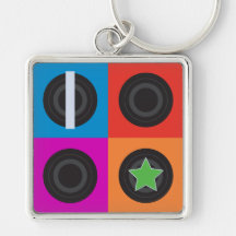 Pop Art Roller Derby Symbols Key Chain