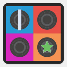 Pop Art Roller Derby Symbols Square Sticker