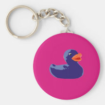 Pop Art Rubber Ducky Blue Pink Duck Key Chain