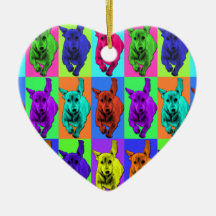 Pop Art Running Dachshund Ears Flapping Christmas Tree Ornaments