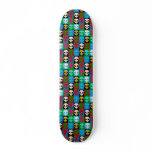 Pop Art Style Space Alien Heads Skateboard