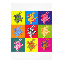 Pop Art White Rabbit Full Colour Personalised Announcements