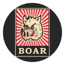 Pop Art Wild Boar Round Stickers