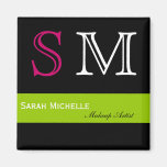 Pop Colours in Pink Green and Black Refrigerator Magnets