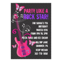 Pop Star Birthday Party Invitation