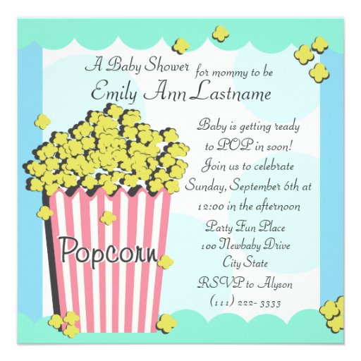 Popcorn Baby Shower Invites | Zazzle.co.uk