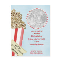 Popcorn Birthday Party Invitation Postcards
