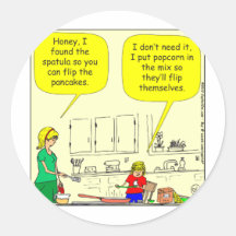 Popcorn pancakes cartoon round sticker