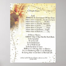 POPE=ST. FRANCIS SIMPLE PRAYER for PEACE PRAYER Poster