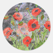 'Poppies in Space' Sticker