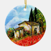 POPPIES IN TUSCANY CHRISTMAS ORNAMENTS
