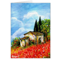 POPPIES IN TUSCANY GREETING CARD