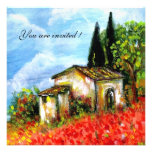 POPPIES IN TUSCANY, red green blue white black Custom Announcement