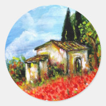 POPPIES  IN TUSCANY STICKERS